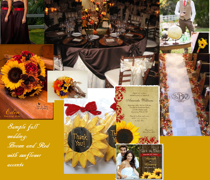 A sample inspiration board of a beauiful fall wedding 